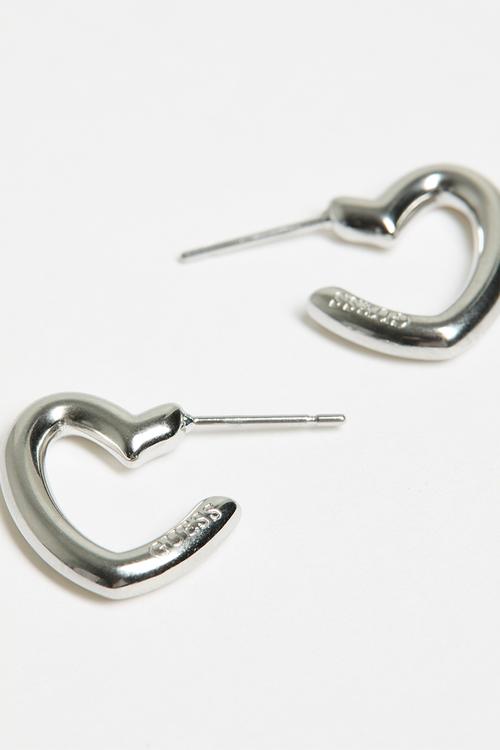 Iconique  Heart Shape Hoops - Silver