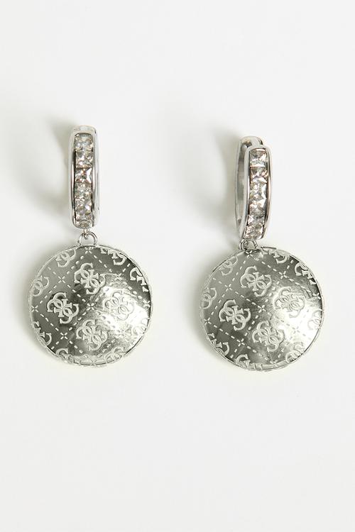 Rising Side Crystals Huggies - Silver