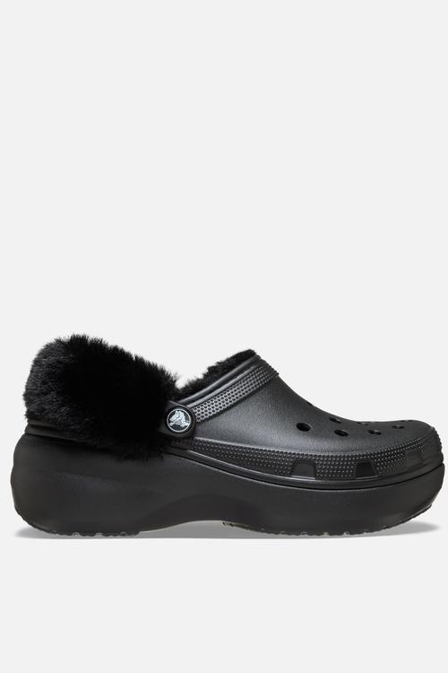 Classic Platform fuzz lined clog - black
