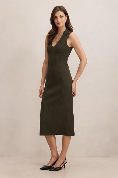 Marlowe sculpted midi dress in khaki