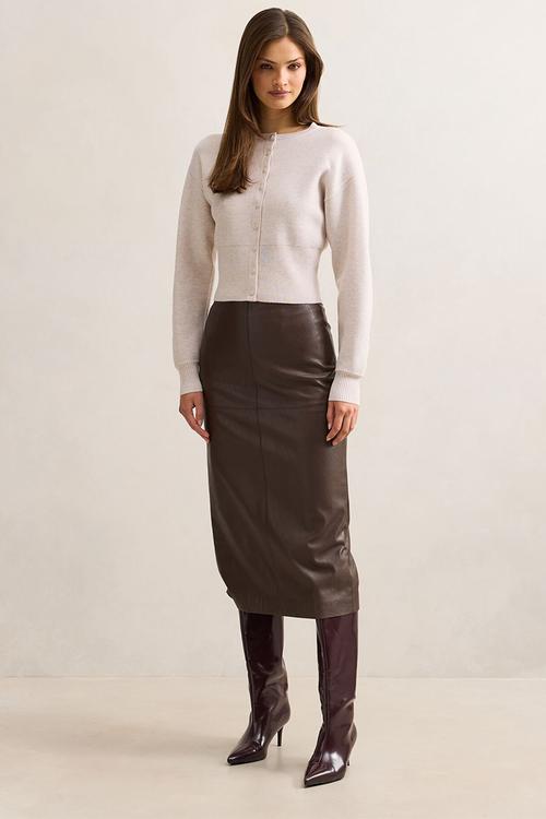 Lara sculpted cardigan in marled oat