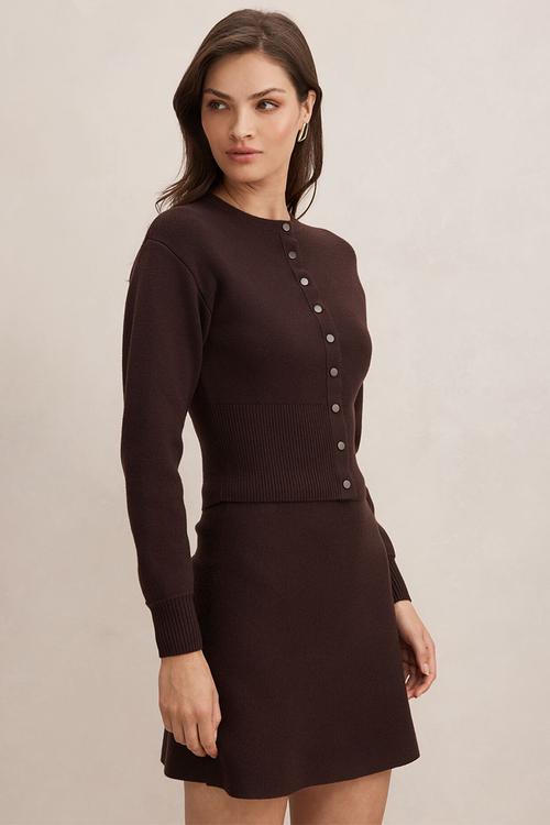 Lara sculpted cardigan in chocolate