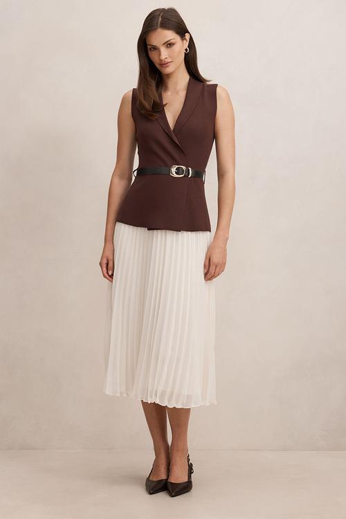 Bianca woven mix knit dress in chocolate mono