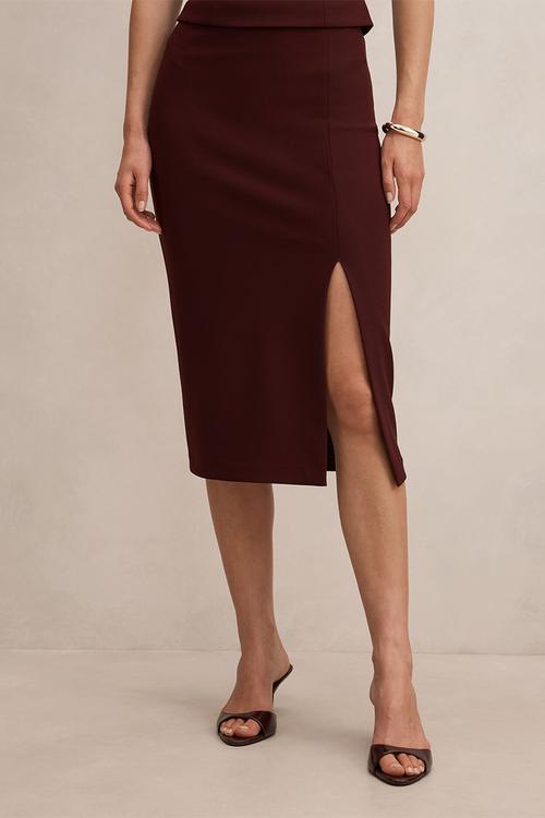 Lacey crepe split midi skirt in berry set