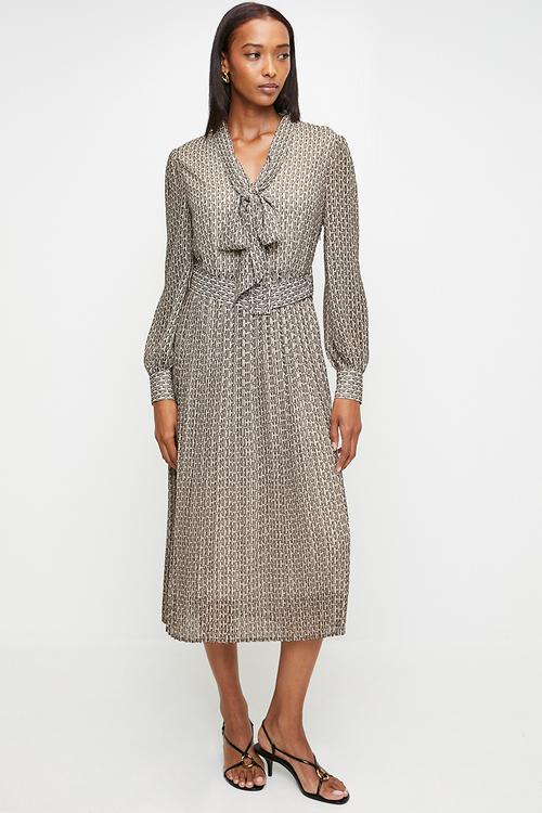 Pringle bianca printed geo midi dress  - brown