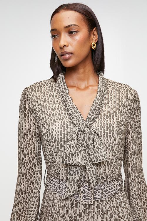 Pringle bianca printed geo midi dress  - brown