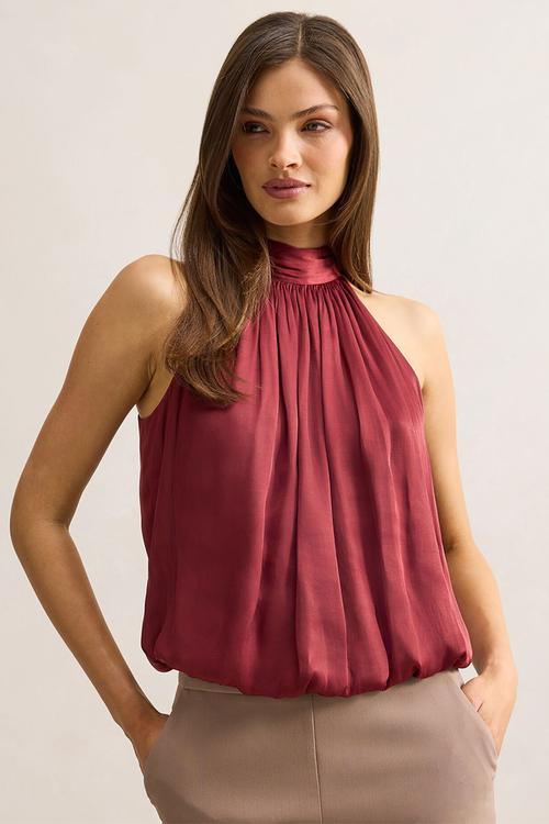 Jasmine bubble hem halter top in rosewood