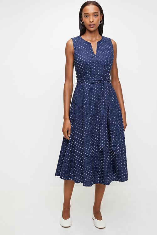 Pringle chloe spot midi dress  - navy