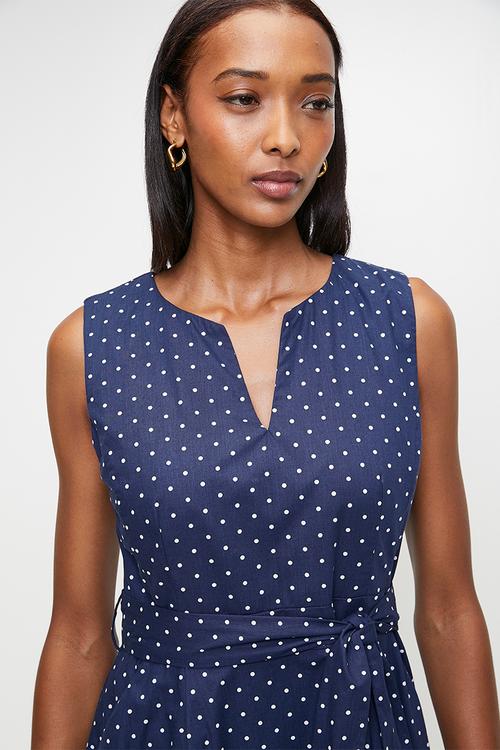 Pringle chloe spot midi dress  - navy