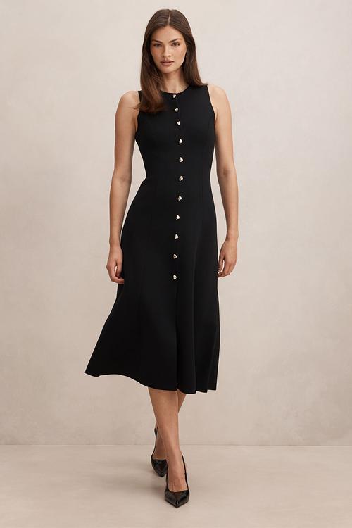Lucienne fit and flare knit midi dress in black