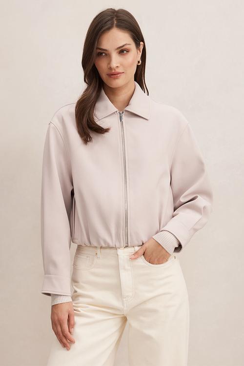 Everly satin bomber jacket in black