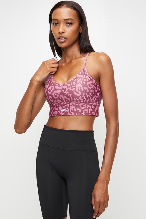 Id Train Printed Tri-Back Bra - Blackberry/Playful Pink