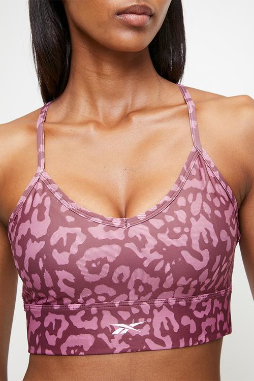 Id Train Printed Tri-Back Bra - Blackberry/Playful Pink