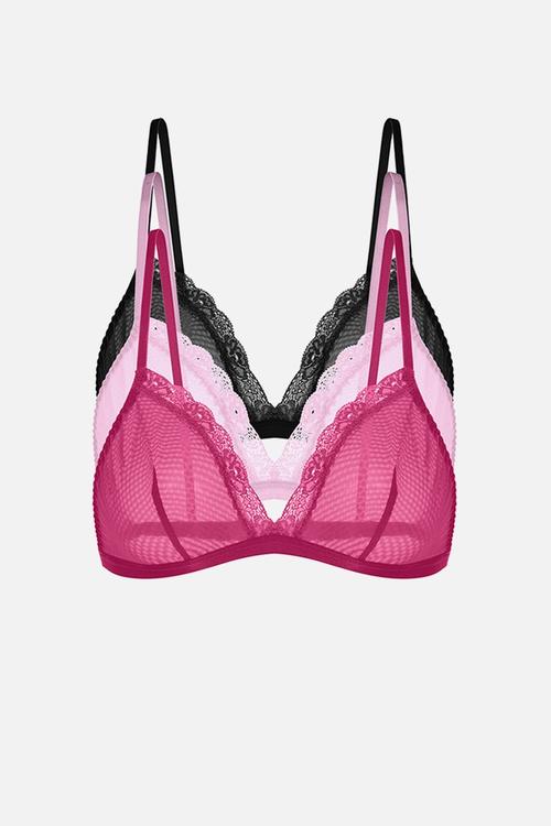 Plus misha-3pp bralette - pink/pink/black