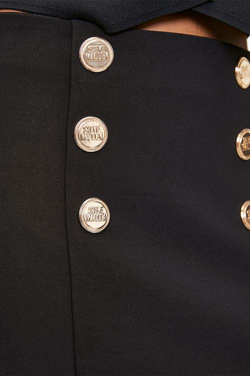 Ladies lisa short skirt with buttons - black