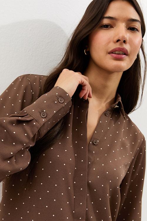 Ec k vde alice spot claire gold btn shirt - 29 brown pattern