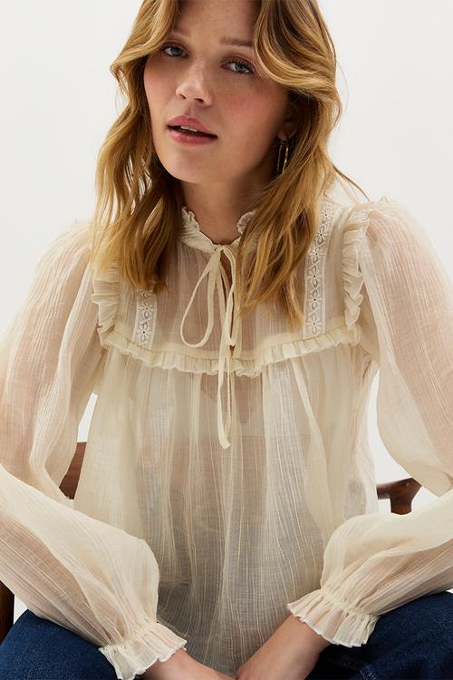Lizzy bib lace blouse - white
