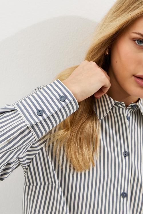Vde sadie slim stripe pc shirt - 49 blue pattern
