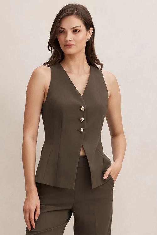 Larissa long waistcoat in olive