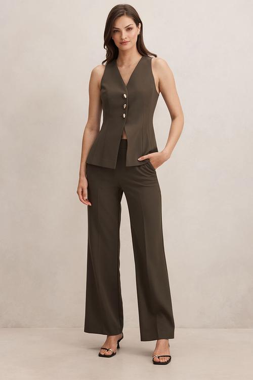 Larissa long waistcoat in olive