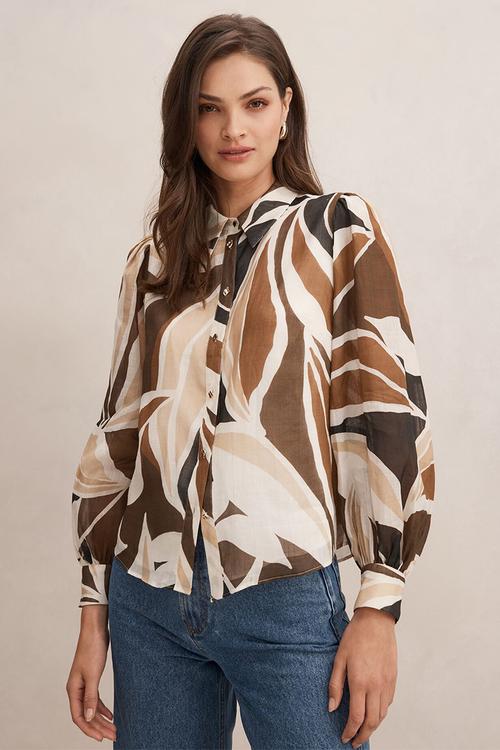 Davina long sleeve blouse in devon abstract