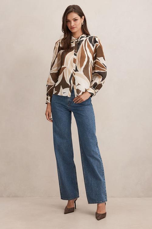 Davina long sleeve blouse in devon abstract