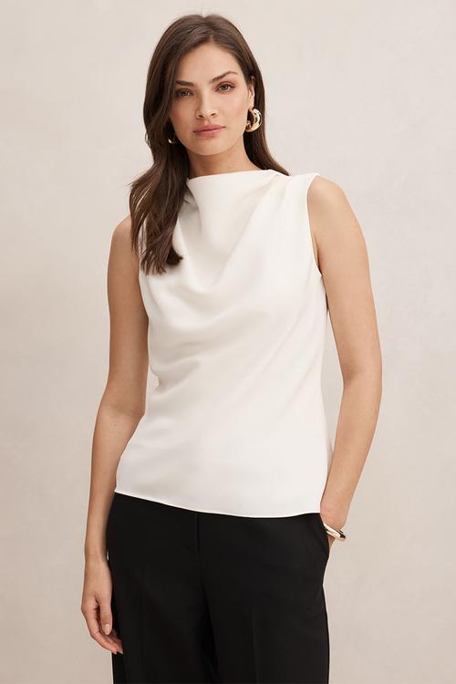 Scout sleeveless drape top in classic ivory