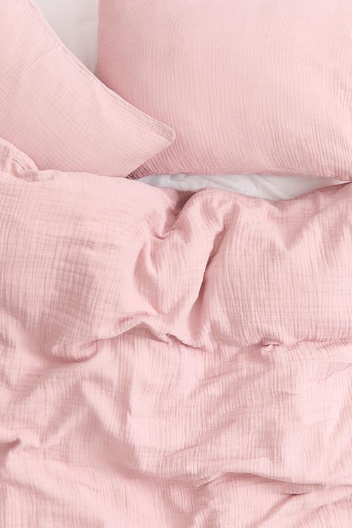 Muslin double/king duvet cover set - pink