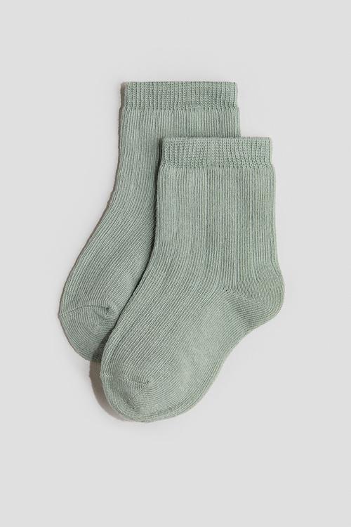 5-pack textured-knit socks - green,beige,grey,white
