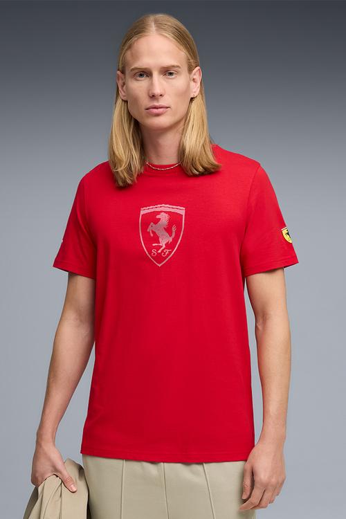 Ferrari Tonal Shield Tee - Rosso Corsa