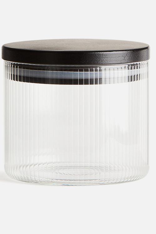 Small fluted glass jar - transparent