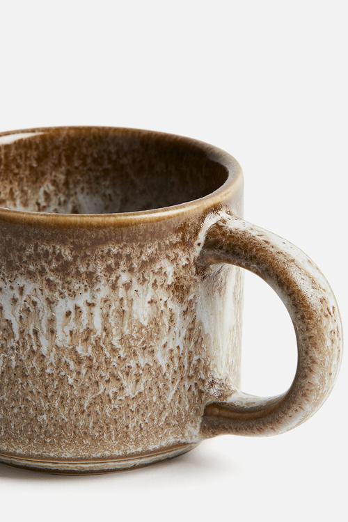 Stoneware espresso cup - brown,multi