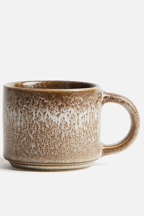 Stoneware espresso cup - brown,multi