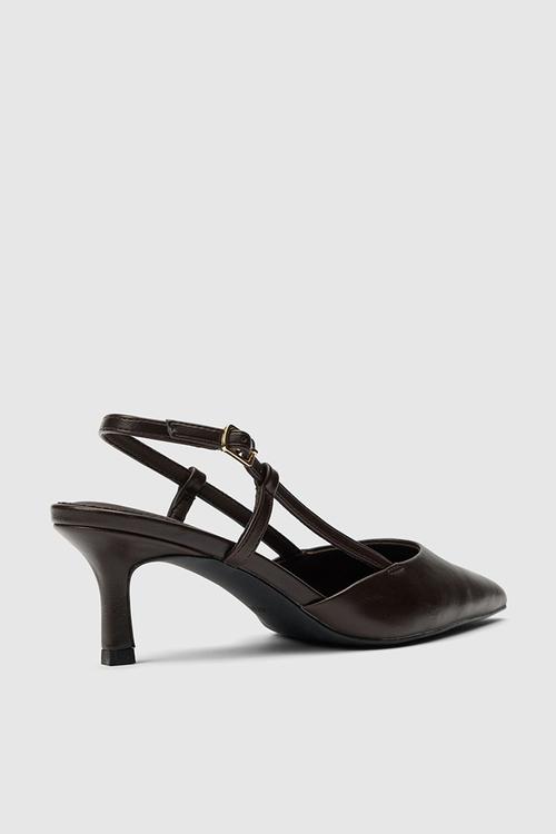 Camille slingback mid heel in chocolate brown