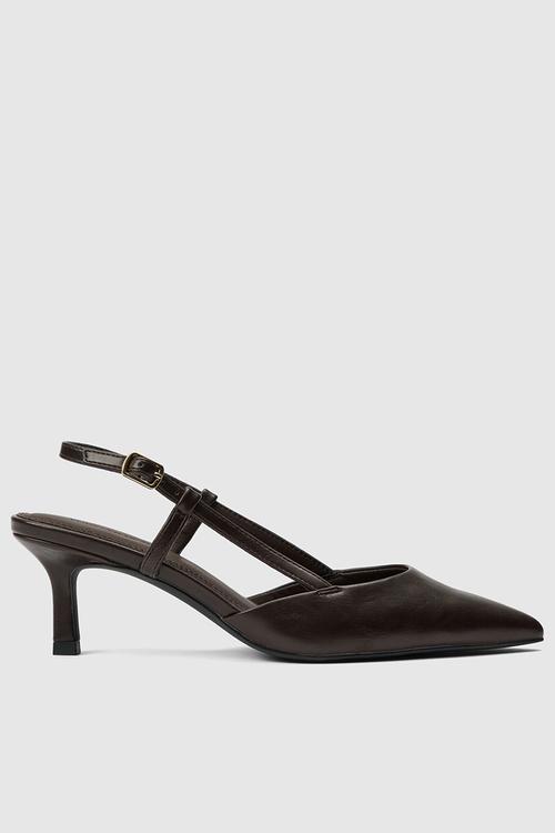 Camille slingback mid heel in chocolate brown