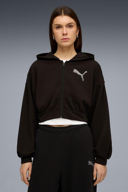 Essentials Graphic Bedazzled Fz Hoodie T - Puma Black