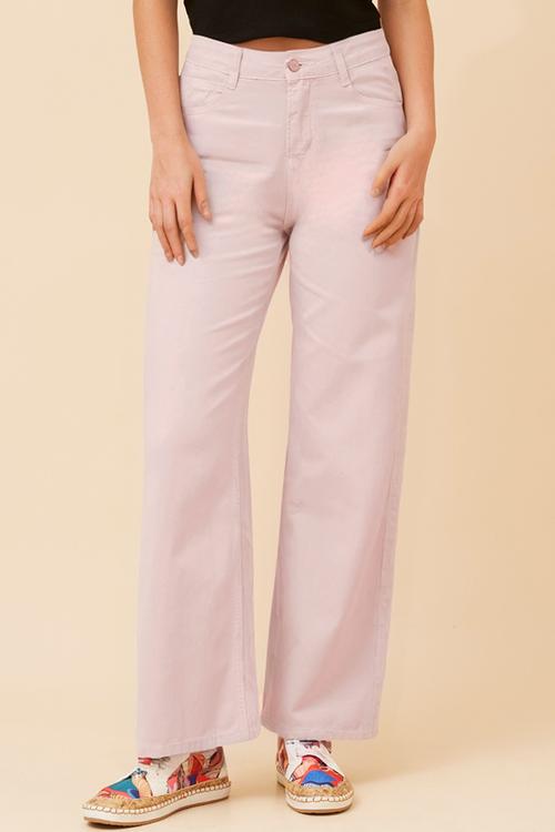 High Waist Wide Leg Ovedye Denim Jean - Nougat