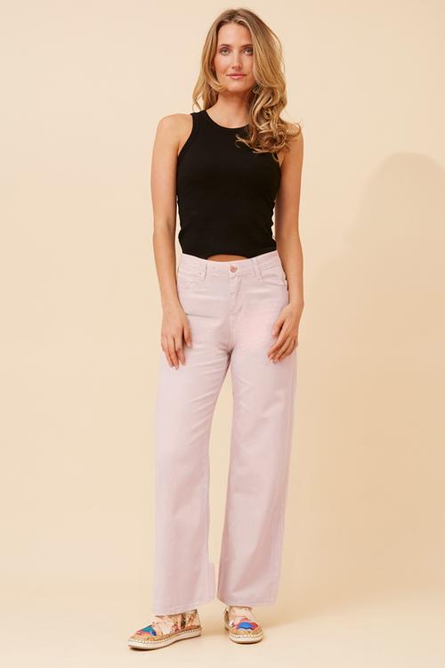 High Waist Wide Leg Ovedye Denim Jean - Nougat