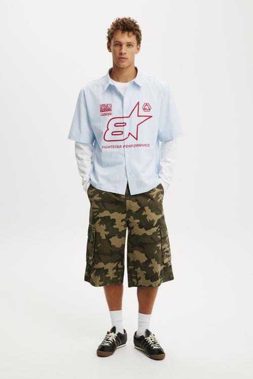 Lucky Short Sleeve Shirt - Blue Stripe/Eightstar