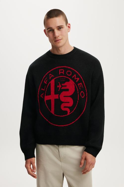 Alfa Romeo Box Fit Crew Knit - Lcn Alfa Romeo/Black