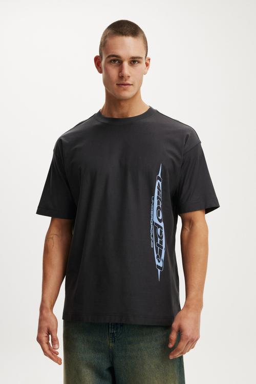 Box fit graphic t-shirt - vertical / washed black