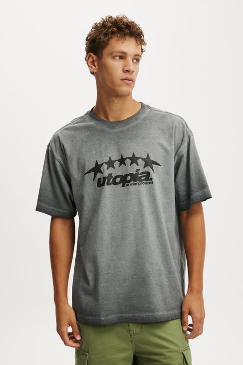 Box fit graphic t-shirt - curve star / washed black