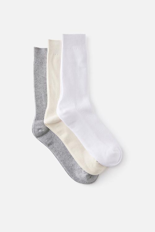 3 Pack Easy Socks - White/Bone/Grey Marle