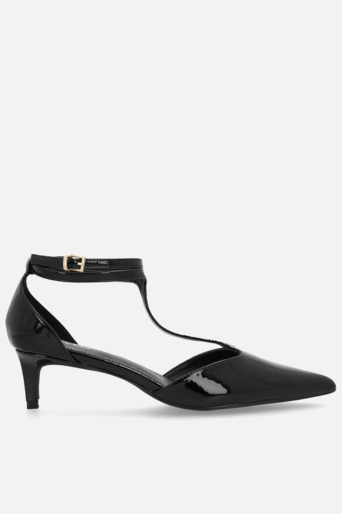 Tosha stiletto ankle strap heel - black patent