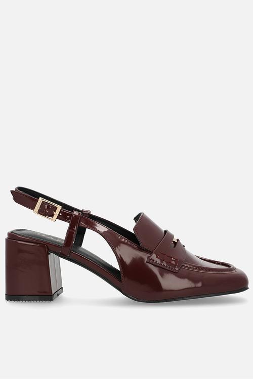 Nisha block slingback heel - burgundy patent