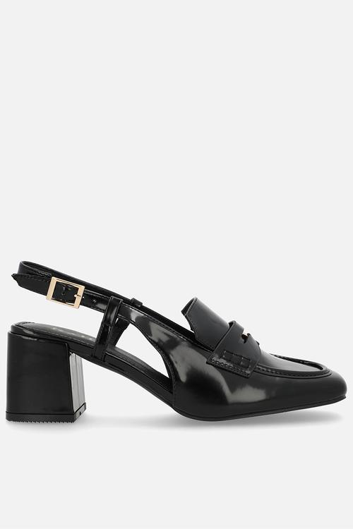 Nisha block slingback heel - black patent