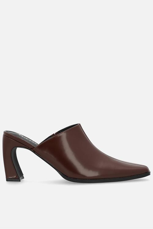 Hania block mule heel - brown box pu