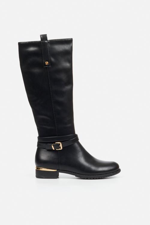 Hadar 27 gold buckle rider boot - black
