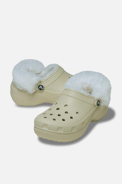 Classic Platform fuzz lined clog - brown