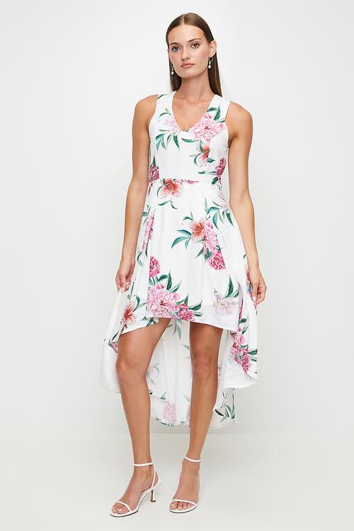 S/Less V-Neck High Low Maxi Dress - Multi White